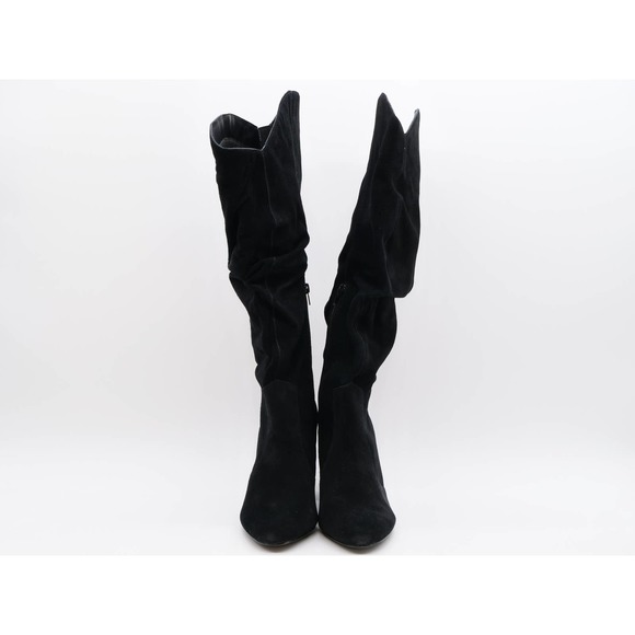 Laurie Felt Boots Womens 11 Black Suede Knee High Slouch Block Heel Pull On - Picture 7 of 11